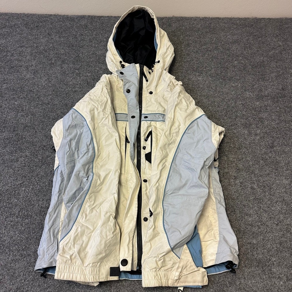 Columbia Jacket Womens Size M Cream Blue Omni-Shield Hooded Hiking Interchange